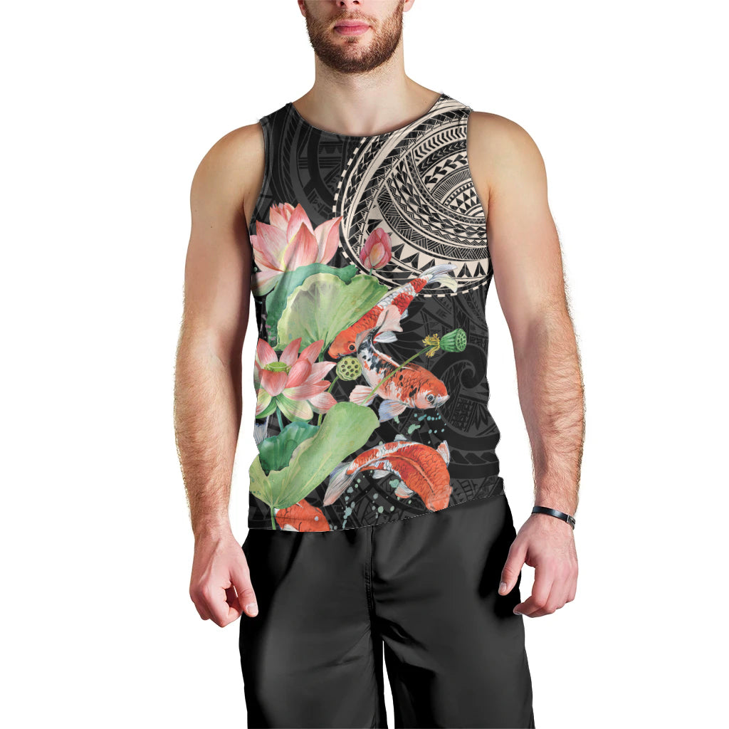 Personalized Japanese Koi Fish Men Tank Top with Polynesian Pattern LT9 - Polynesian Pride