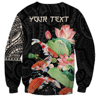 Personalized Japanese Koi Fish Sweatshirt with Polynesian Pattern