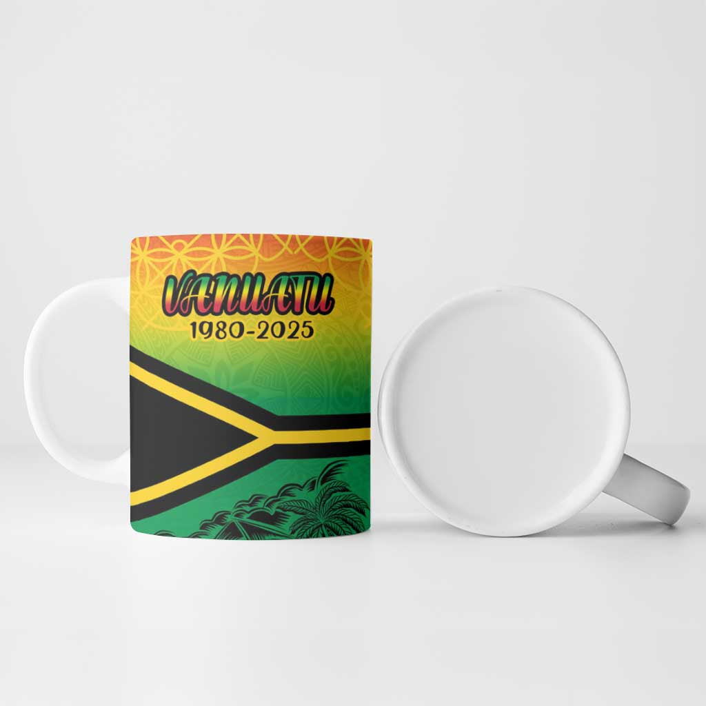 Hapi 45th Indipendens Dei Vanuatu Ceramic Mug Yumi 1980 with Vanuatuan Beach Landscape - Polynesian Pride