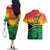 Hapi 45th Indipendens Dei Vanuatu Couples Matching Off The Shoulder Long Sleeve Dress and Hawaiian Shirt Yumi 1980 with Vanuatuan Beach Landscape