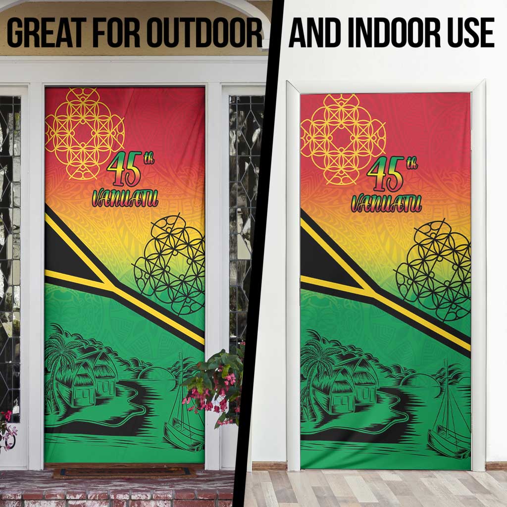 Hapi 45th Indipendens Dei Vanuatu Door Cover Yumi 1980 with Vanuatuan Beach Landscape - Polynesian Pride