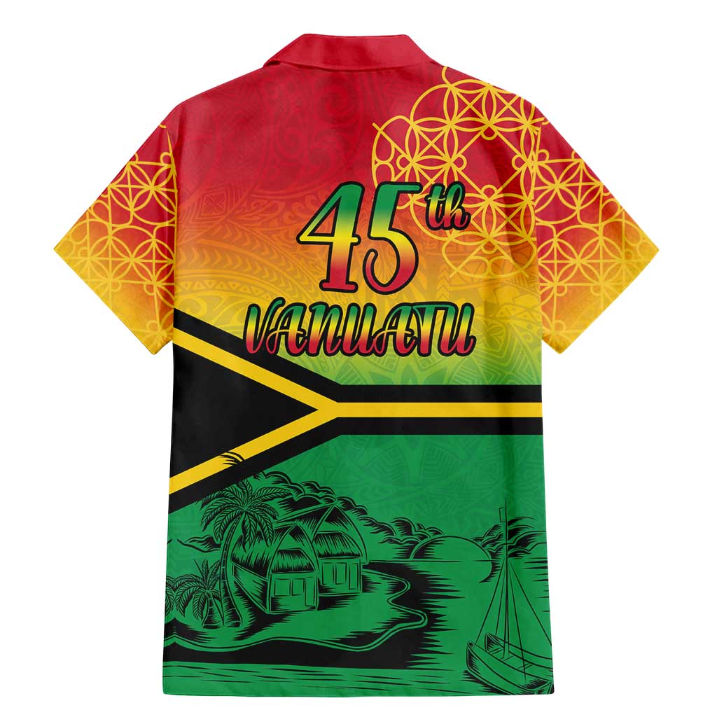 Hapi 45th Indipendens Dei Vanuatu Family Matching Mermaid Dress and Hawaiian Shirt Yumi 1980 with Vanuatuan Beach Landscape