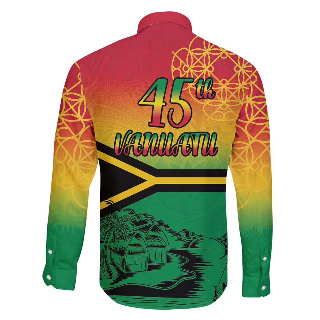 Hapi 45th Indipendens Dei Vanuatu Family Matching Off Shoulder Maxi Dress and Hawaiian Shirt Yumi 1980 with Vanuatuan Beach Landscape