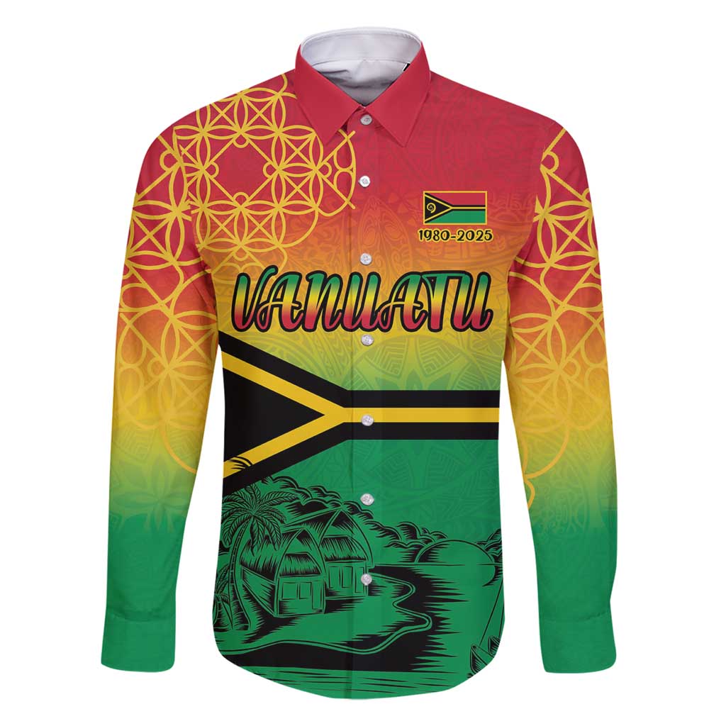 Hapi 45th Indipendens Dei Vanuatu Family Matching Summer Maxi Dress and Hawaiian Shirt Yumi 1980 with Vanuatuan Beach Landscape