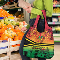 Hapi 45th Indipendens Dei Vanuatu Grocery Bag Yumi 1980 with Vanuatuan Beach Landscape