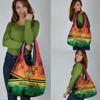 Hapi 45th Indipendens Dei Vanuatu Grocery Bag Yumi 1980 with Vanuatuan Beach Landscape