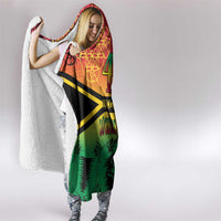Hapi 45th Indipendens Dei Vanuatu Hooded Blanket Yumi 1980 with Vanuatuan Beach Landscape