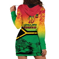 Hapi 45th Indipendens Dei Vanuatu Hoodie Dress Yumi 1980 with Vanuatuan Beach Landscape