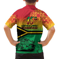 Hapi 45th Indipendens Dei Vanuatu Kid Hawaiian Shirt Yumi 1980 with Vanuatuan Beach Landscape