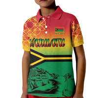 Hapi 45th Indipendens Dei Vanuatu Kid Polo Shirt Yumi 1980 with Vanuatuan Beach Landscape