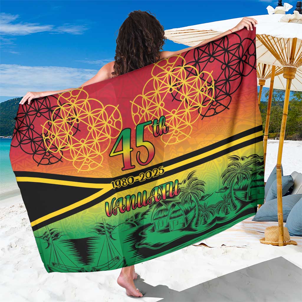 Hapi 45th Indipendens Dei Vanuatu Sarong Yumi 1980 with Vanuatuan Beach Landscape