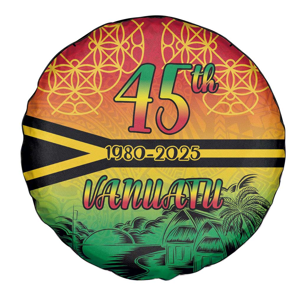 Hapi 45th Indipendens Dei Vanuatu Spare Tire Cover Yumi 1980 with Vanuatuan Beach Landscape