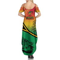 Hapi 45th Indipendens Dei Vanuatu Summer Maxi Dress Yumi 1980 with Vanuatuan Beach Landscape
