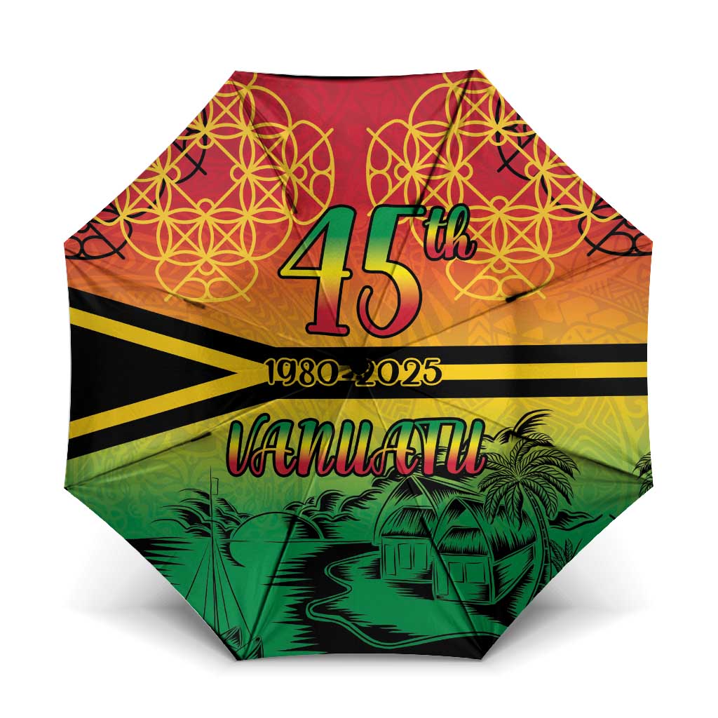 Hapi 45th Indipendens Dei Vanuatu Umbrella Yumi 1980 with Vanuatuan Beach Landscape - Polynesian Pride