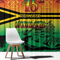 Hapi 45th Indipendens Dei Vanuatu Window Curtain Yumi 1980 with Vanuatuan Beach Landscape