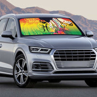 Vanuatu 45th Anniversary Auto Sun Shade Polynesian with Sand Drawing Pattern - Polynesian Pride