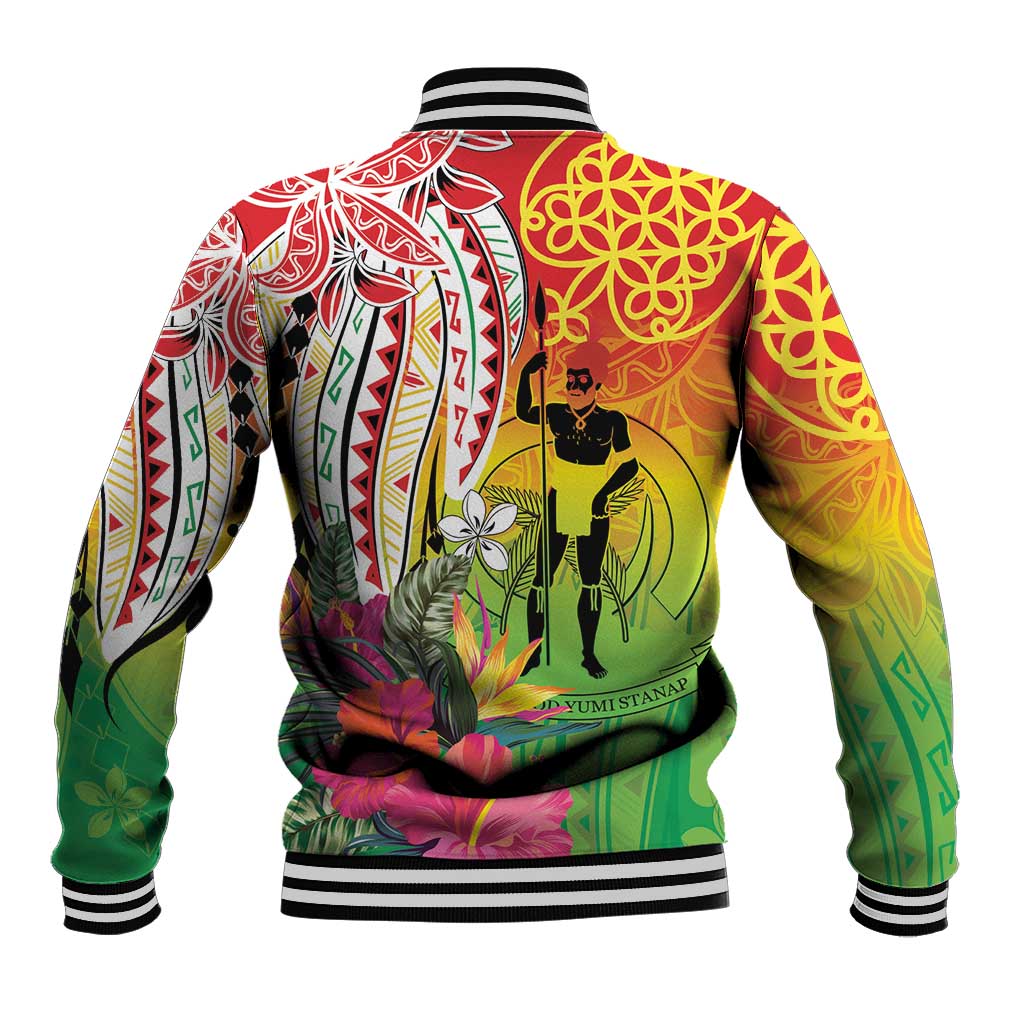 Vanuatu 45th Anniversary Baseball Jacket Polynesian with Sand Drawing Pattern