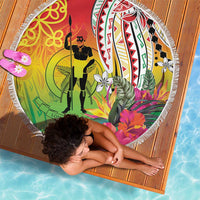 Vanuatu 45th Anniversary Beach Blanket Polynesian with Sand Drawing Pattern