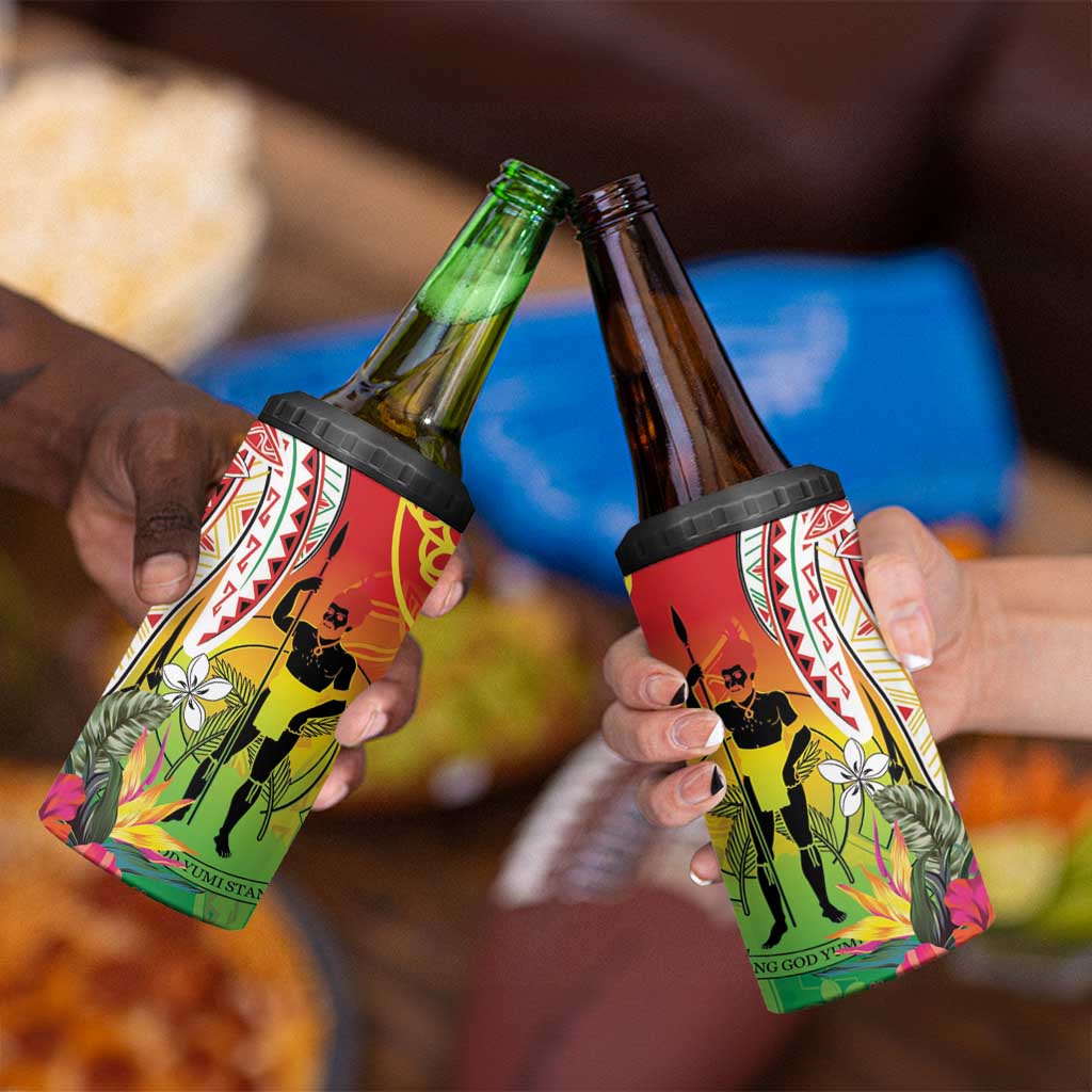 Vanuatu 45th Anniversary 4 in 1 Can Cooler Tumbler Polynesian with Sand Drawing Pattern