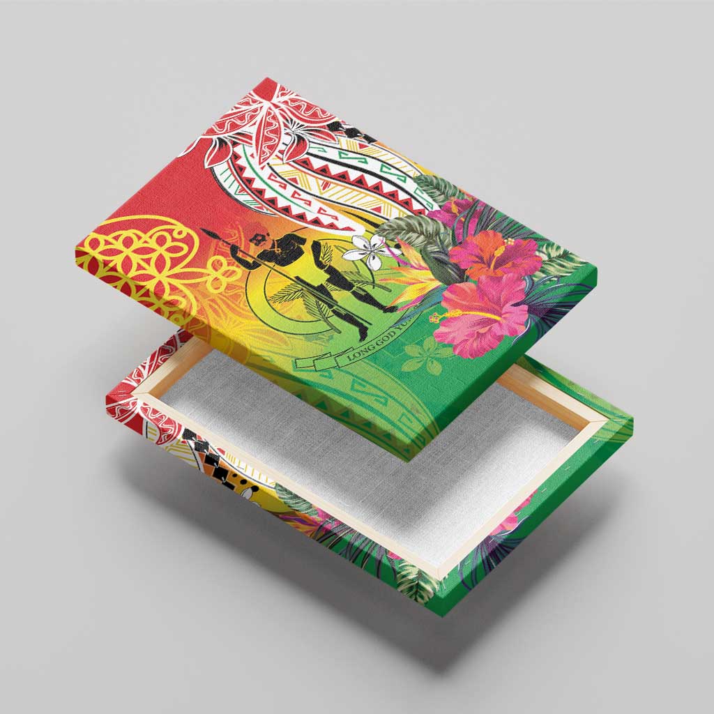 Vanuatu 45th Anniversary Canvas Wall Art Polynesian with Sand Drawing Pattern