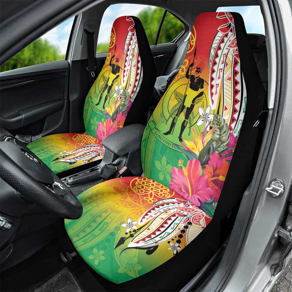 Vanuatu 45th Anniversary Car Seat Cover Polynesian with Sand Drawing Pattern