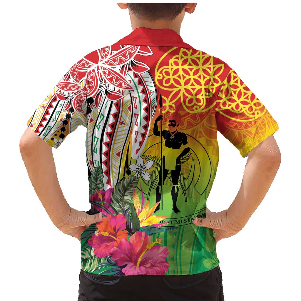 Vanuatu 45th Anniversary Family Matching Mermaid Dress and Hawaiian Shirt Polynesian with Sand Drawing Pattern