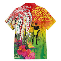 Vanuatu 45th Anniversary Family Matching Mermaid Dress and Hawaiian Shirt Polynesian with Sand Drawing Pattern