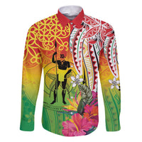 Vanuatu 45th Anniversary Family Matching Puletasi and Hawaiian Shirt Polynesian with Sand Drawing Pattern