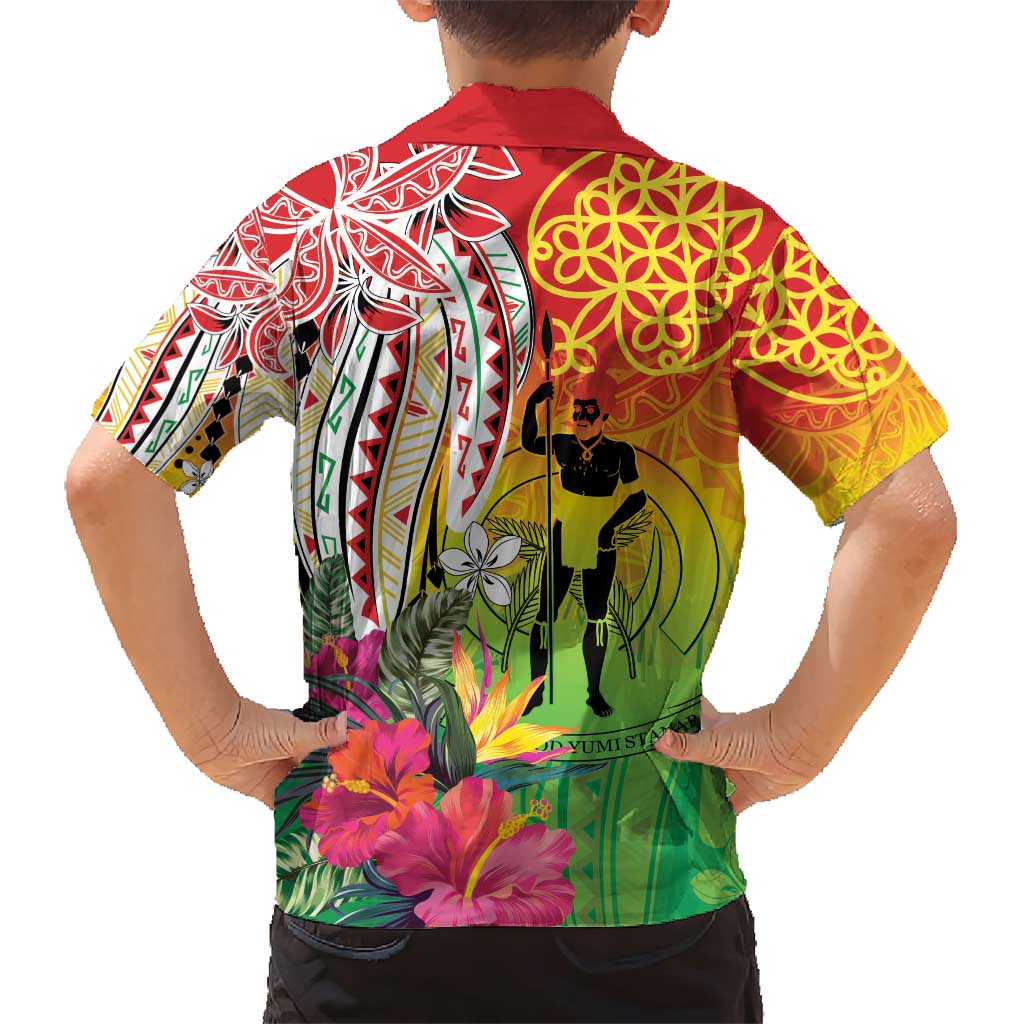 Vanuatu 45th Anniversary Family Matching Short Sleeve Bodycon Dress and Hawaiian Shirt Polynesian with Sand Drawing Pattern