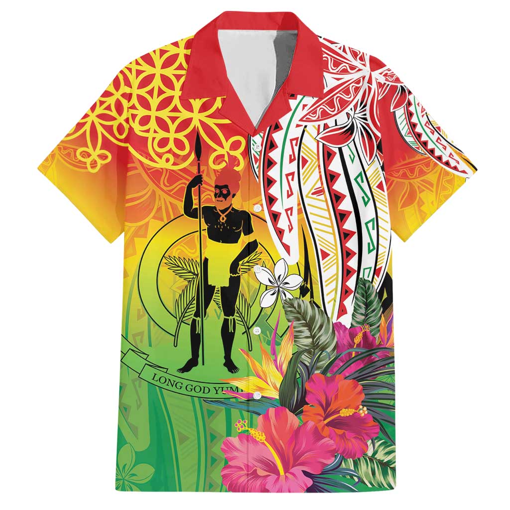 Vanuatu 45th Anniversary Family Matching Short Sleeve Bodycon Dress and Hawaiian Shirt Polynesian with Sand Drawing Pattern