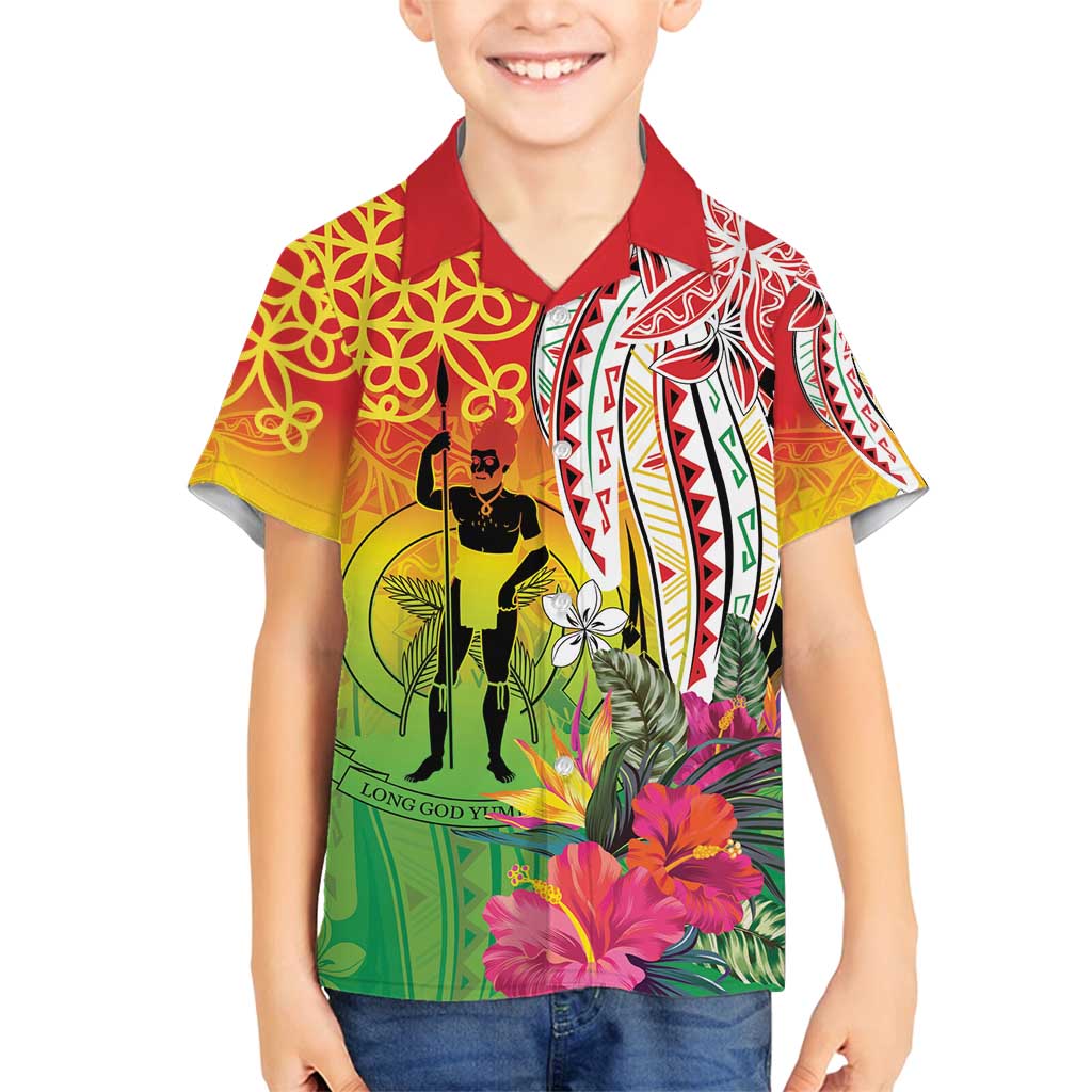 Vanuatu 45th Anniversary Family Matching Summer Maxi Dress and Hawaiian Shirt Polynesian with Sand Drawing Pattern