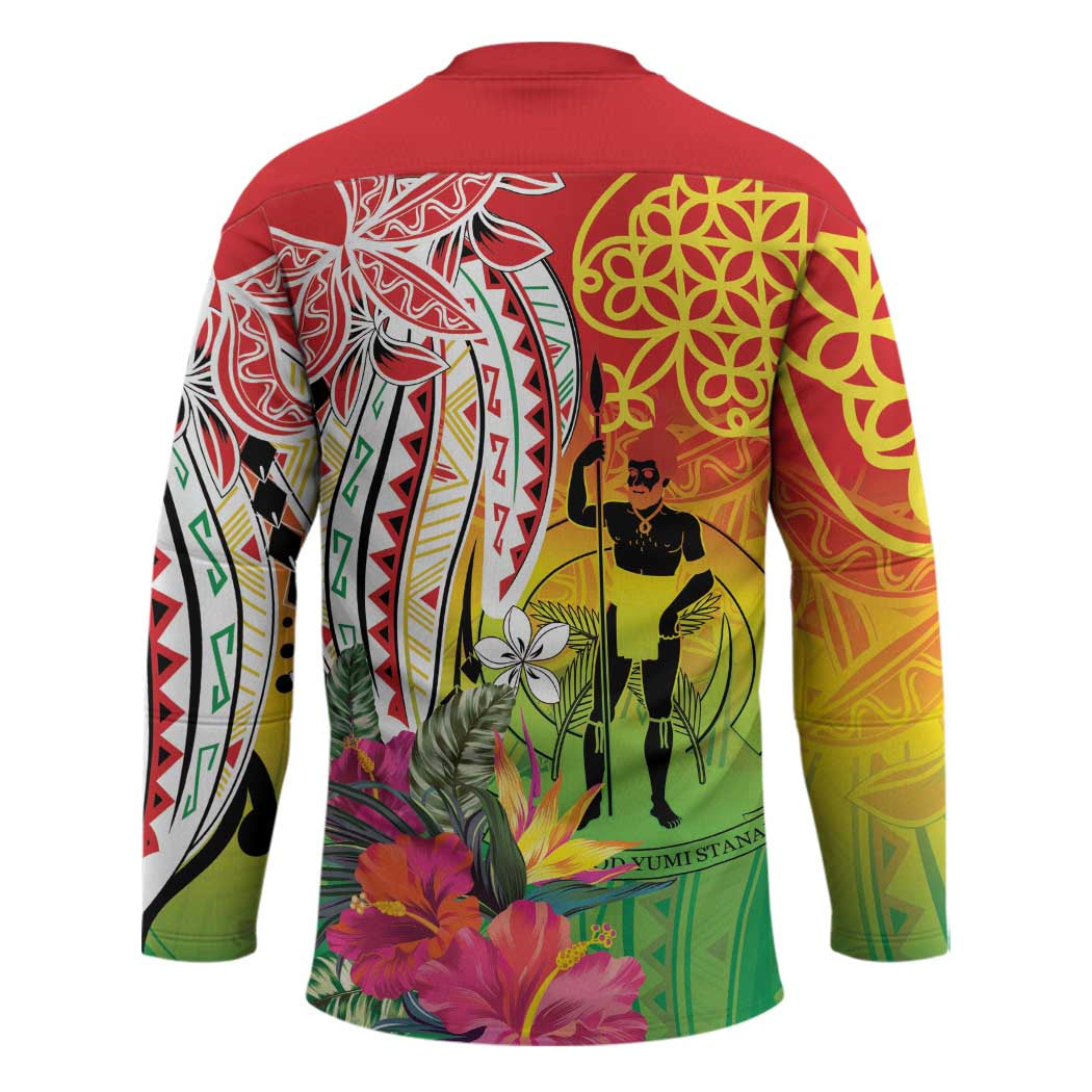 Vanuatu 45th Anniversary Hockey Jersey Polynesian with Sand Drawing Pattern - Polynesian Pride