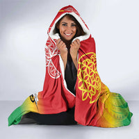 Vanuatu 45th Anniversary Hooded Blanket Polynesian with Sand Drawing Pattern