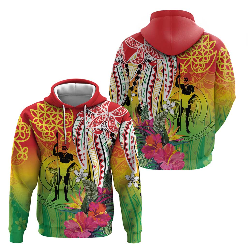 Vanuatu 45th Anniversary Hoodie Polynesian with Sand Drawing Pattern