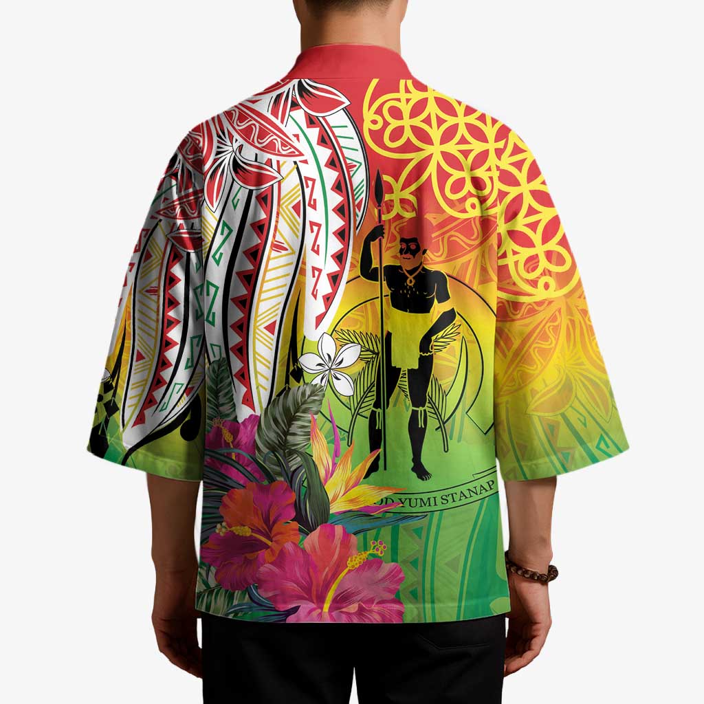 Vanuatu 45th Anniversary Kimono Polynesian with Sand Drawing Pattern - Polynesian Pride