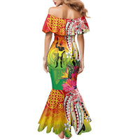 Vanuatu 45th Anniversary Mermaid Dress Polynesian with Sand Drawing Pattern