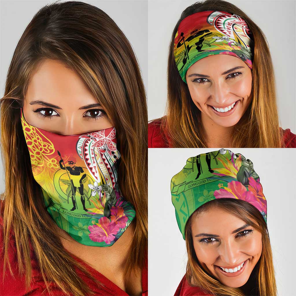 Vanuatu 45th Anniversary Neck Gaiter Polynesian with Sand Drawing Pattern - Polynesian Pride