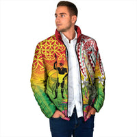 Vanuatu 45th Anniversary Padded Jacket Polynesian with Sand Drawing Pattern - Polynesian Pride