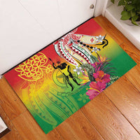 Vanuatu 45th Anniversary Rubber Doormat Polynesian with Sand Drawing Pattern