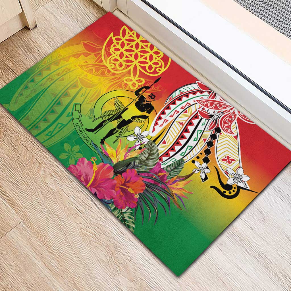 Vanuatu 45th Anniversary Rubber Doormat Polynesian with Sand Drawing Pattern