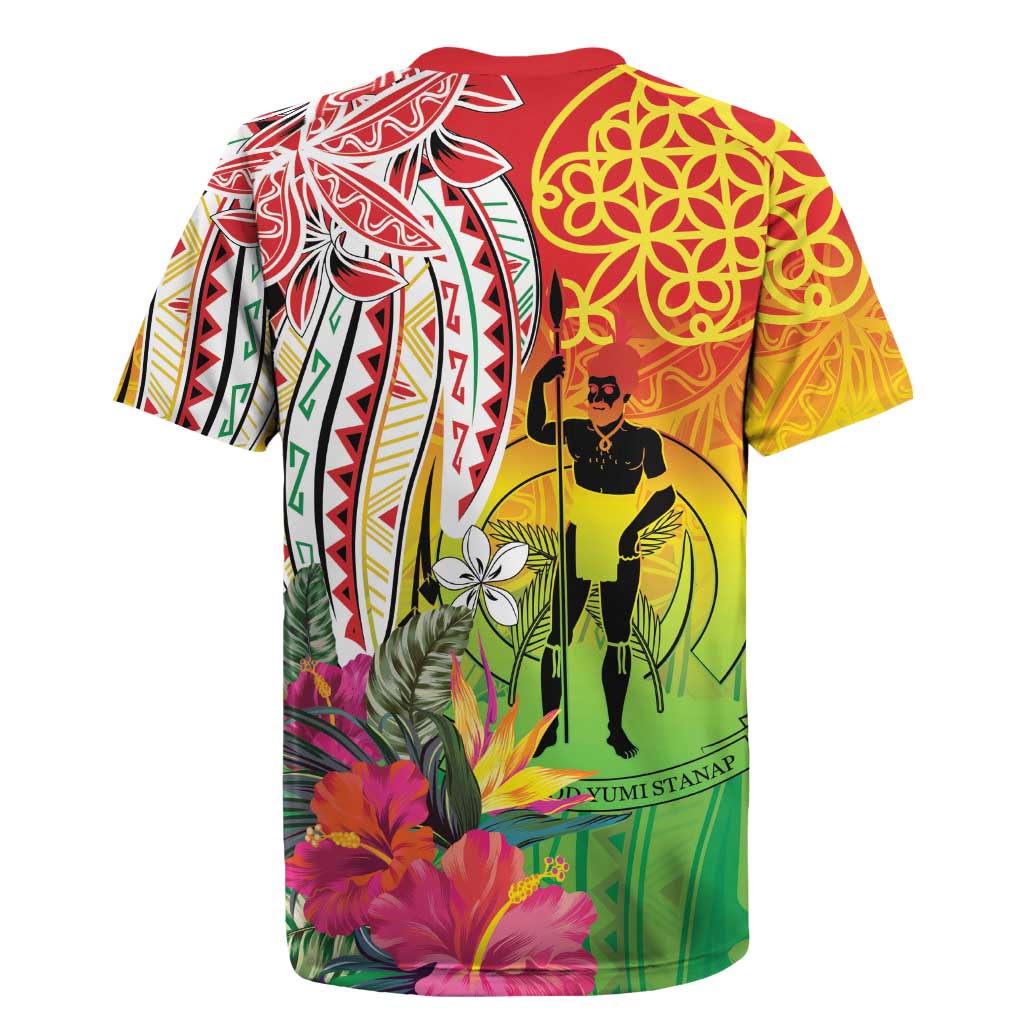 Vanuatu 45th Anniversary Rugby Jersey Polynesian with Sand Drawing Pattern