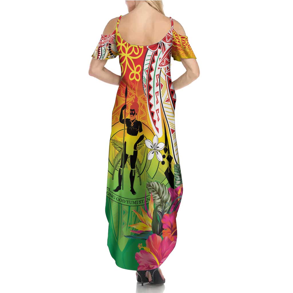Vanuatu 45th Anniversary Summer Maxi Dress Polynesian with Sand Drawing Pattern