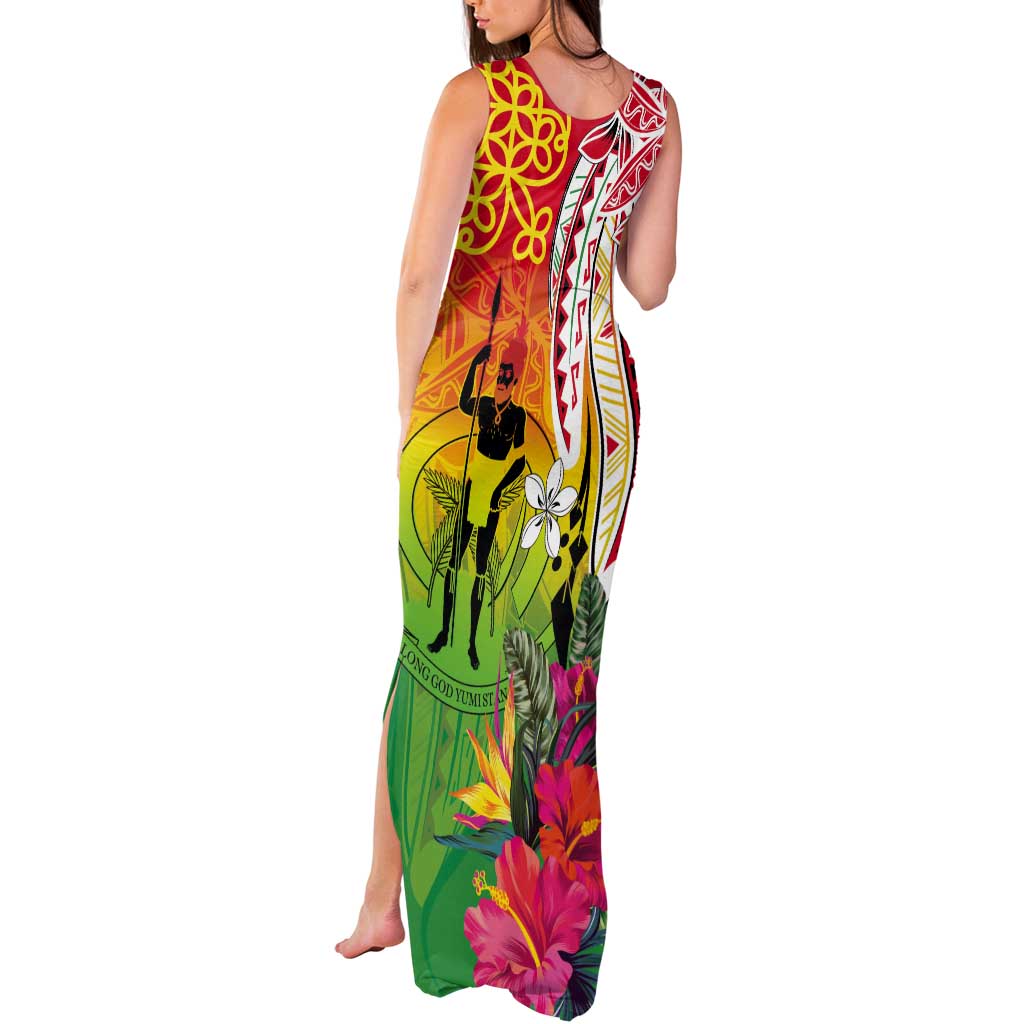 Vanuatu 45th Anniversary Tank Maxi Dress Polynesian with Sand Drawing Pattern