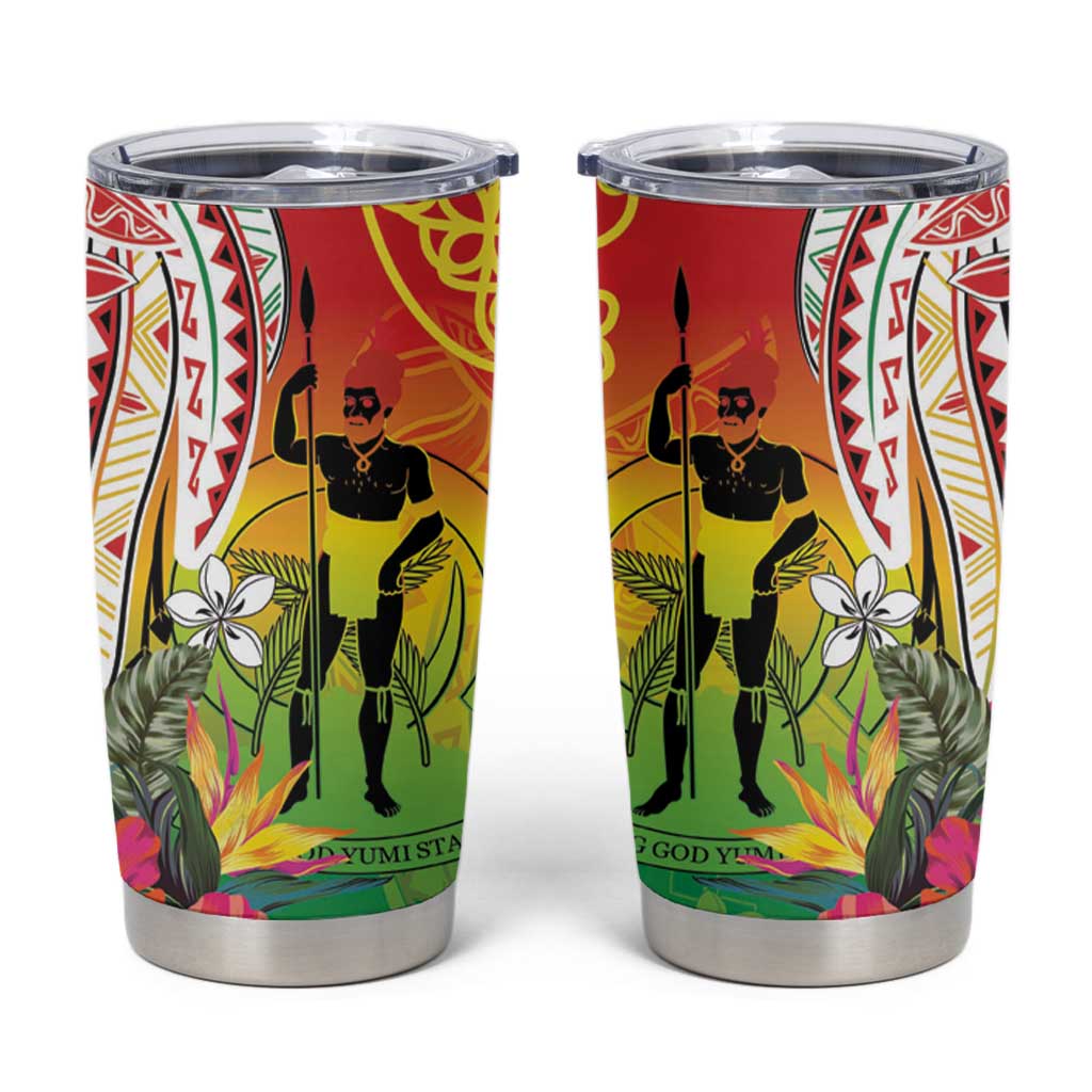 Vanuatu 45th Anniversary Tumbler Cup Polynesian with Sand Drawing Pattern LT9 Red - Polynesian Pride