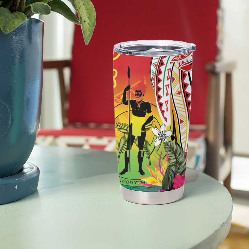 Vanuatu 45th Anniversary Tumbler Cup Polynesian with Sand Drawing Pattern LT9 - Polynesian Pride