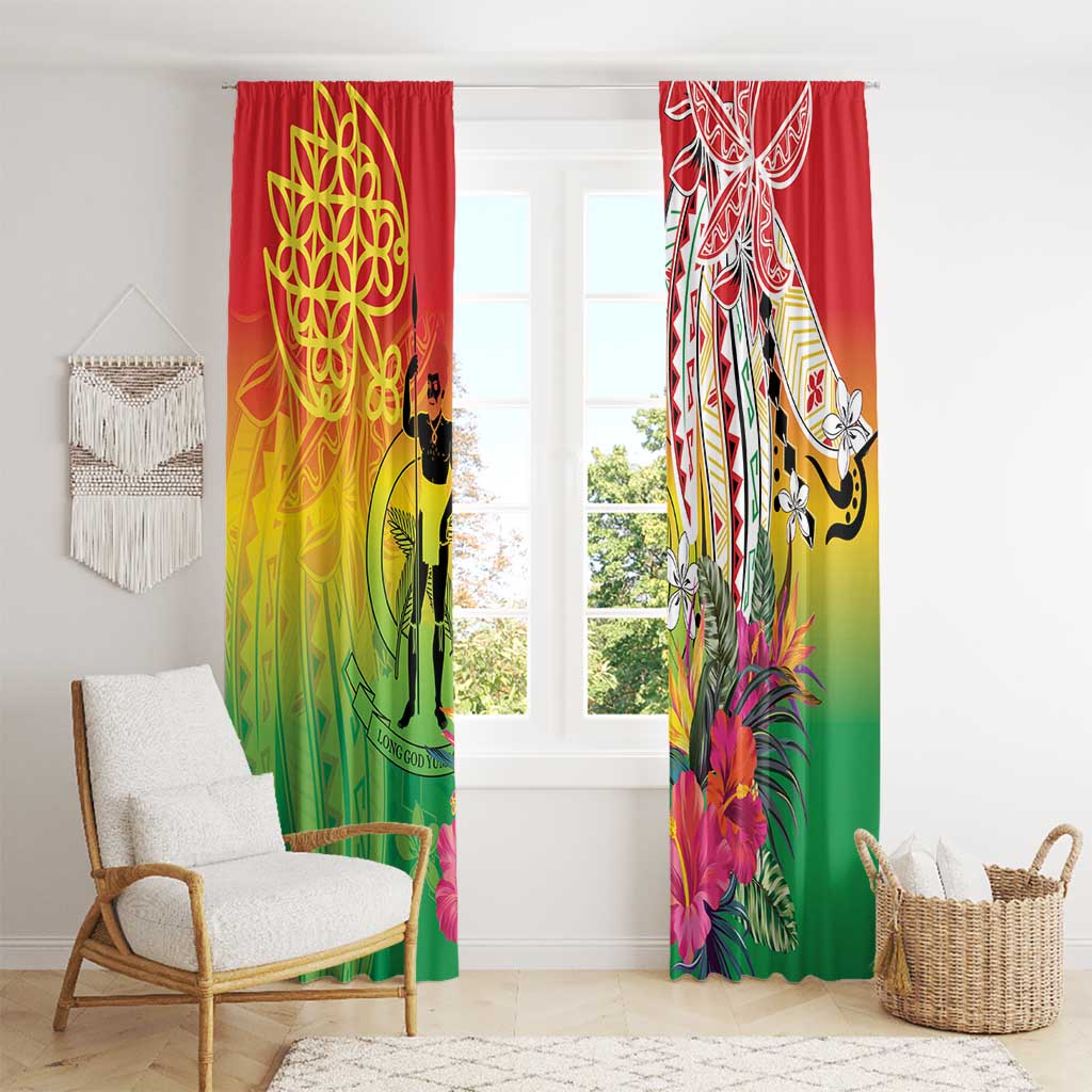 Vanuatu 45th Anniversary Window Curtain Polynesian with Sand Drawing Pattern