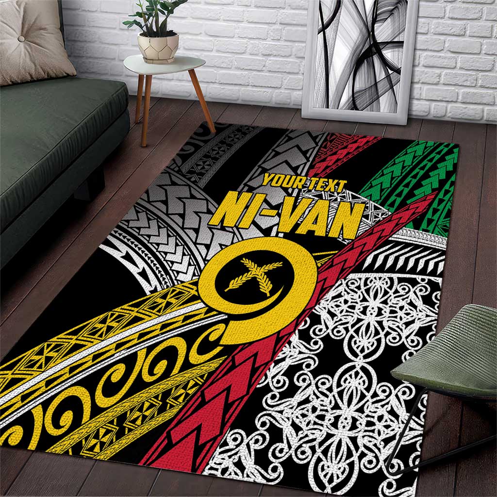 Vanuatu Proud to be Ni-van Personalised Area Rug with Mutis En Atan Patterns