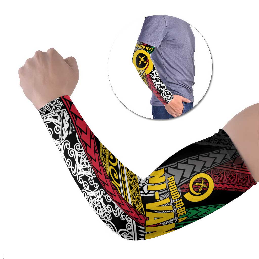 Vanuatu Proud to be Ni-van Personalised Arm Sleeves with Mutis En Atan Patterns - Polynesian Pride