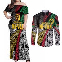 Vanuatu Proud to be Ni-van Personalised Couples Matching Off Shoulder Maxi Dress and Long Sleeve Button Shirt with Mutis En Atan Patterns