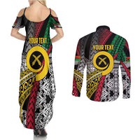 Vanuatu Proud to be Ni-van Personalised Couples Matching Summer Maxi Dress and Long Sleeve Button Shirt with Mutis En Atan Patterns